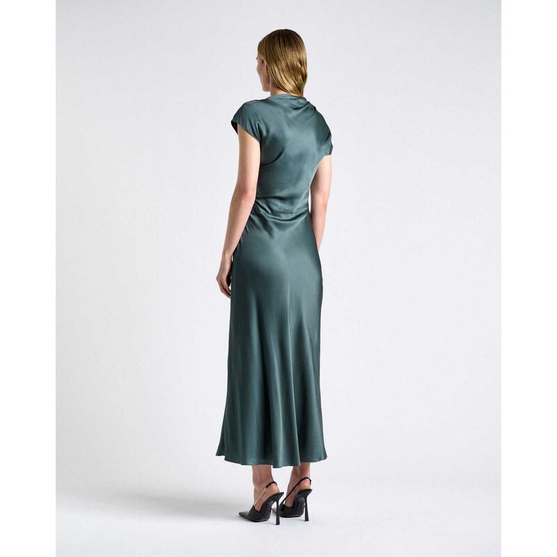 Cue Viscose Satin Draped Midi Dress image number 1